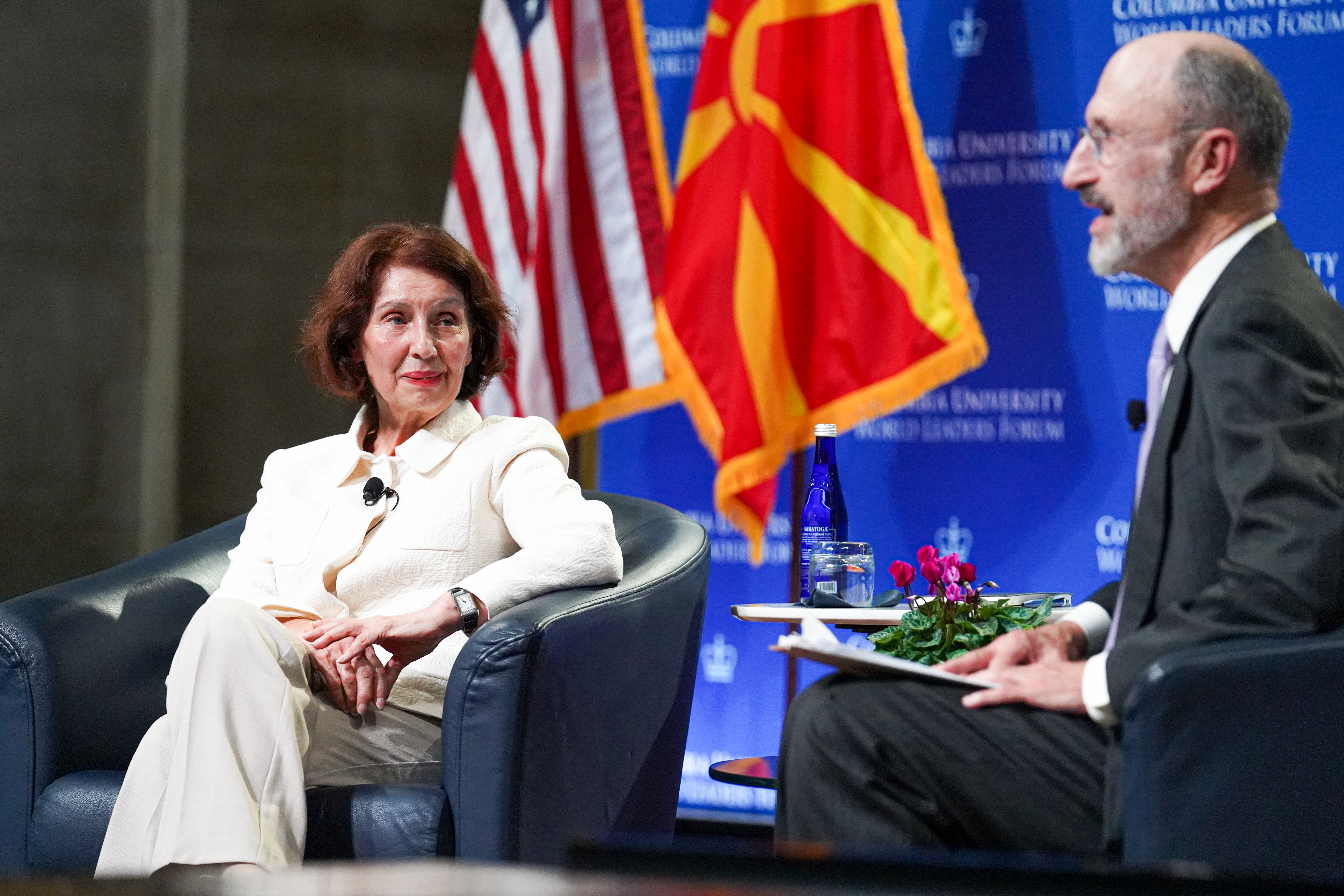 President of the Republic of North Macedonia Gordana Siljanovska-Davkova discusses European Union, gender equality at World Leaders Forum